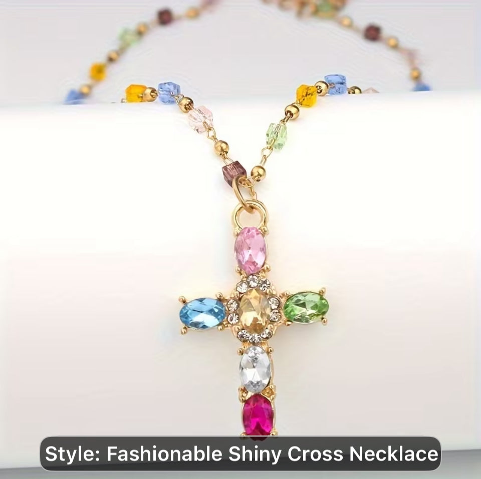 All DAT gold with multi color rosary chain unisex