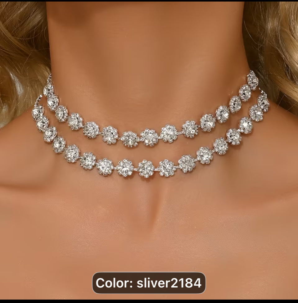 All DAT Diamond 2 rows necklace