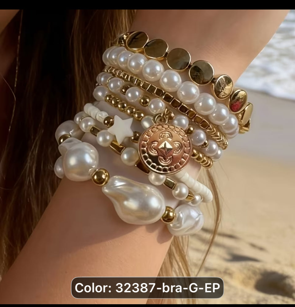 All DAT bohemian hand pieces pearl and gold combination